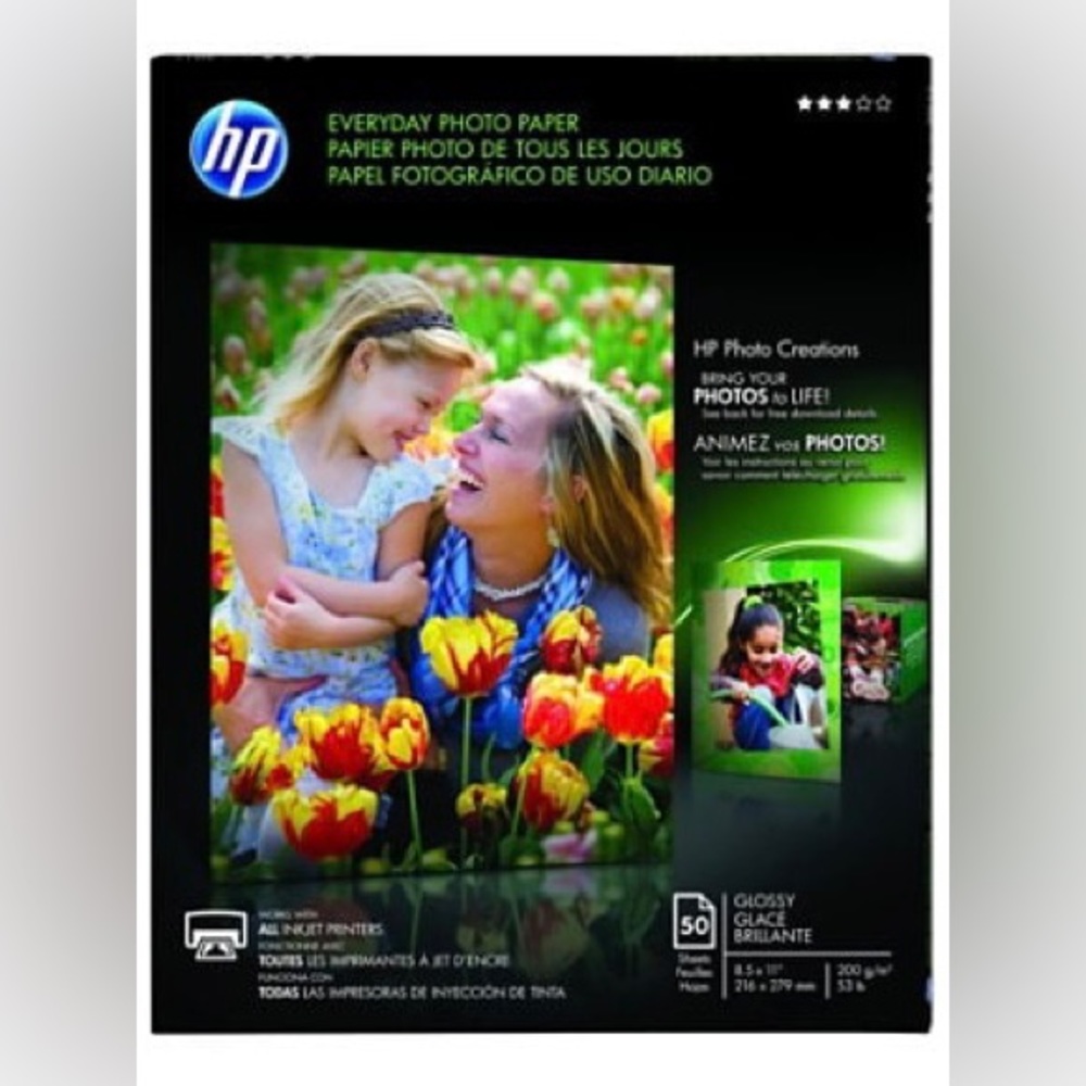 NWT + HP + Everyday Photo Paper + Glossy + 50 Sheets + 8.5 x 11”